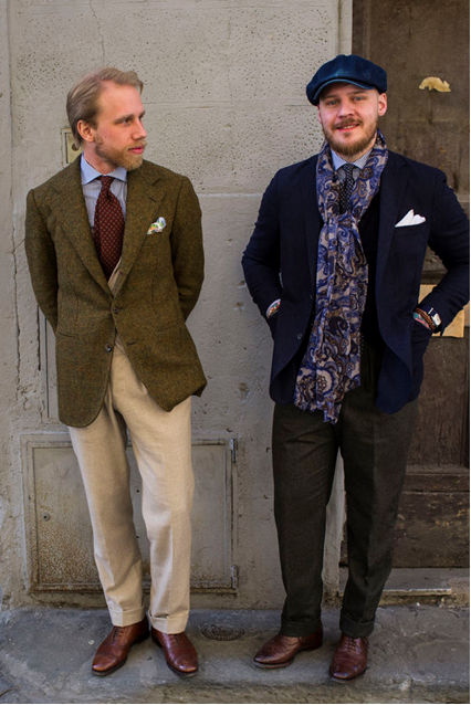Florence Pitti Uomo 2016 - Two Male Models in Country-Style Attire