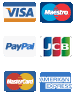 payment methods include Amex, MasterCard, Visa, JCB and PayPal
