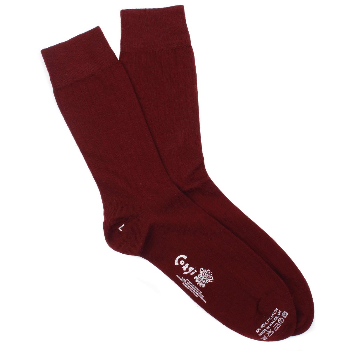 Corgi Socks Wool Rib Burgundy