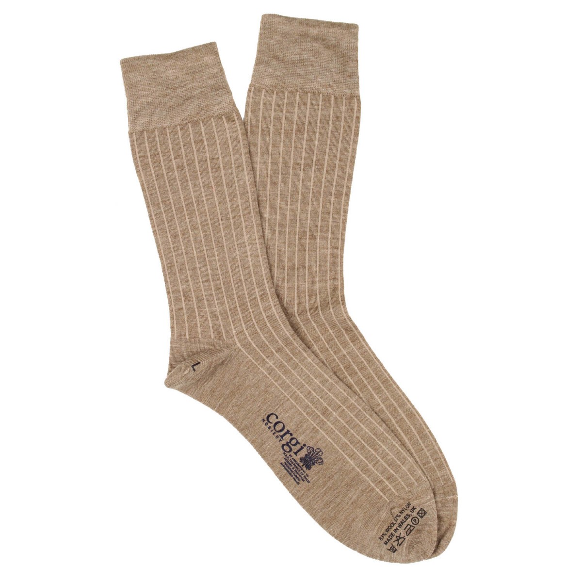 Corgi Socks Wool Rib Natural
