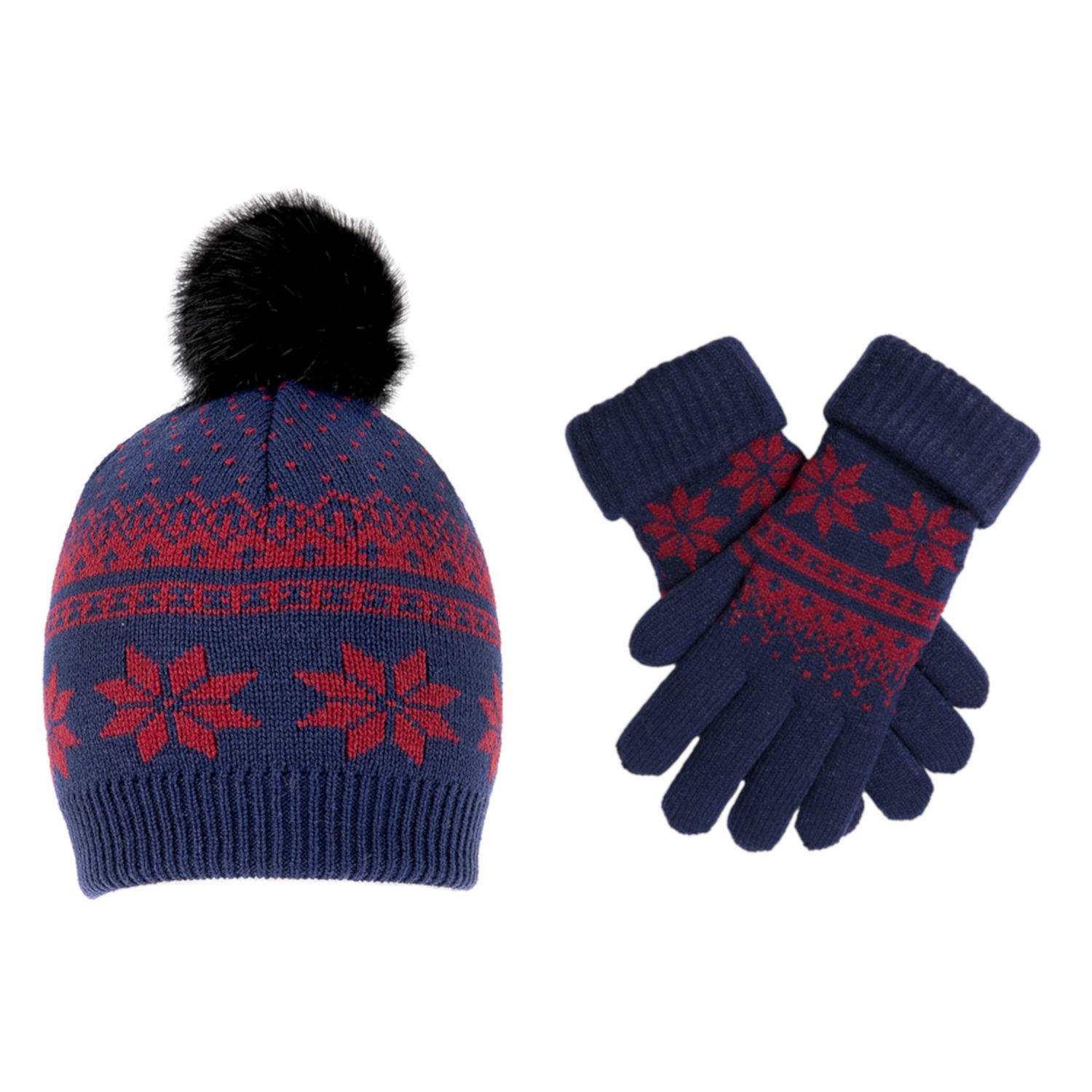 Dents Snowflake Knitted Hat and Gloves 