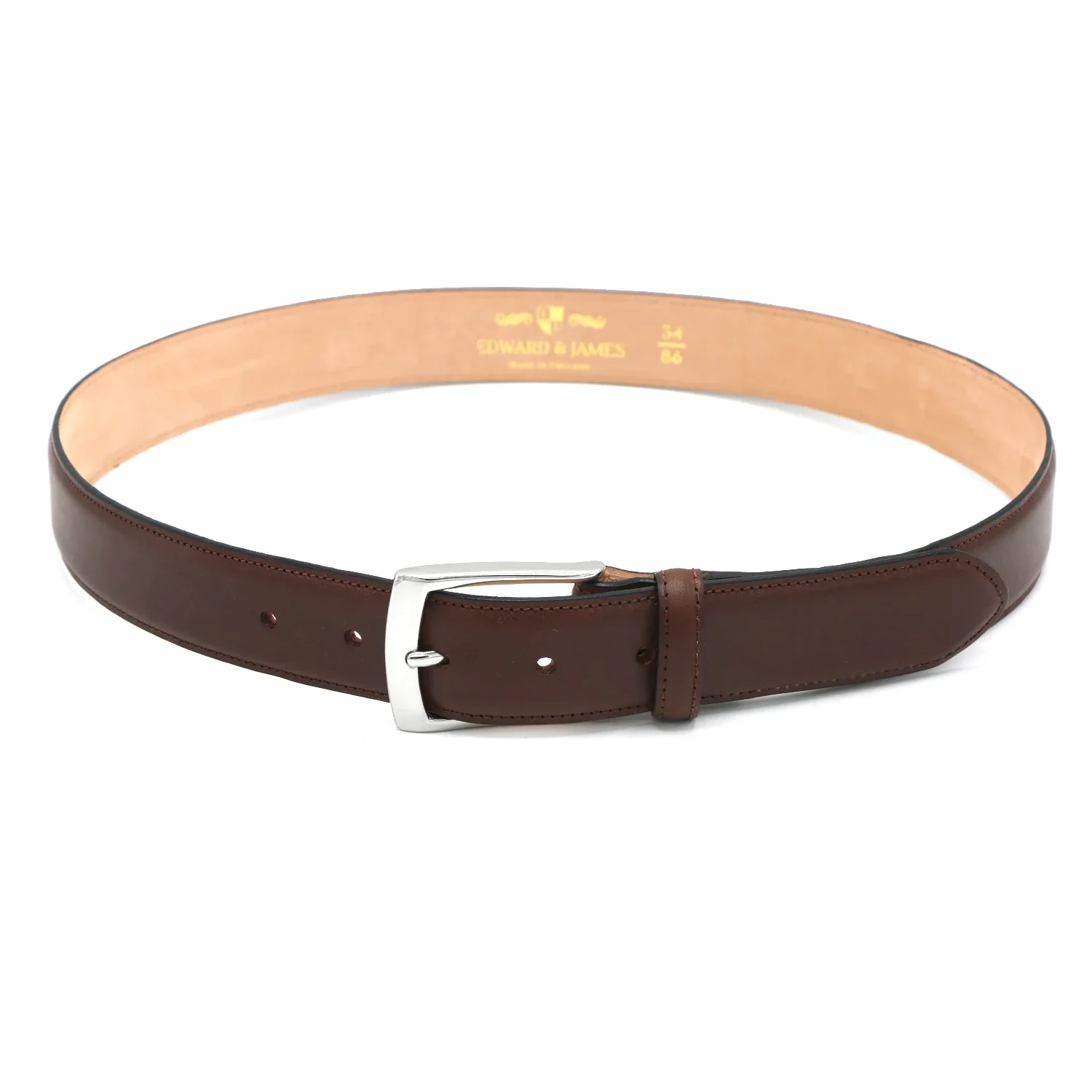 Large Image of Edward and James Edward Calf Leather Belt Dark Brown Edward and James Edward Calf Leather Belt Dark Brown