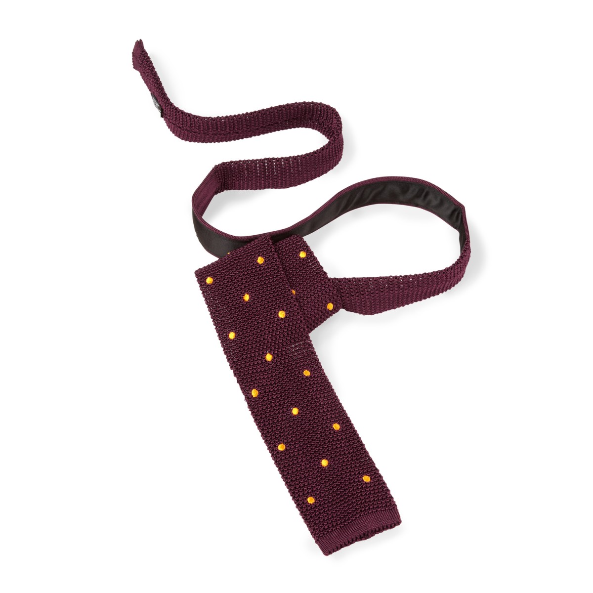 Peckham Rye Maroon Yellow Polka Dot Knitted Tie - Pediwear Accessories