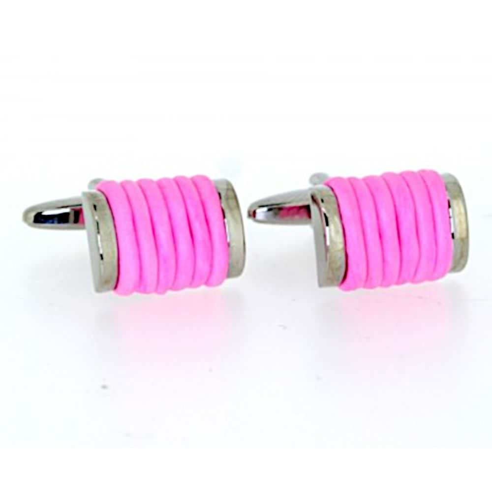 Soprano Accessories Metal Cufflinks with Pink Band